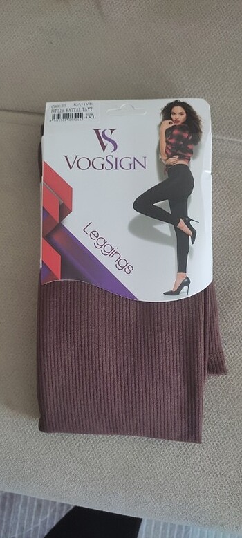 VOGSIGN Fitilli bayan tayt kahverengi 4XL