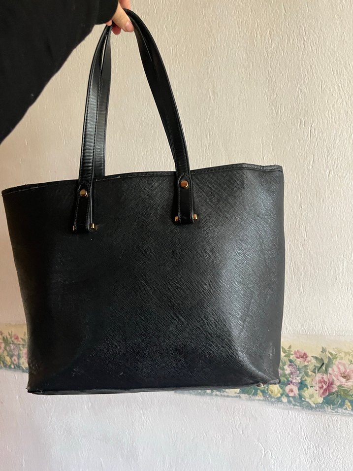 Siyah Deri Fermuarlı Kadın Çanta - Görsel 2