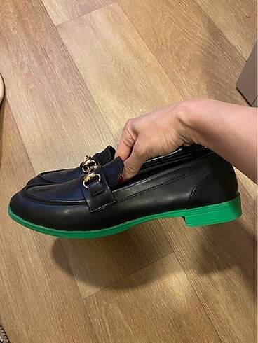 Twist Siyah Loafer/ Makosen renkli tabanlı