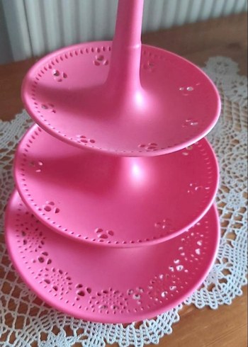 Pastel Pembe 3 Katlı sunum tabağı
