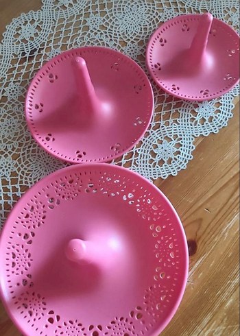 English Home Pastel Pembe 3 Katlı sunum tabağı