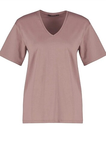 Trendyolmilla Boyfriend V Yaka Vizon Tshirt