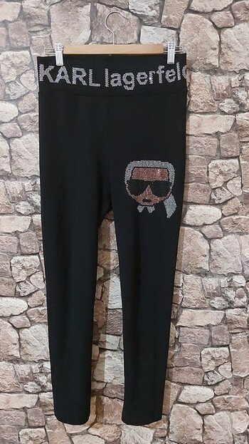 Orjinal Karl Lagerfeld taş işlemeli tayt m ve L uyumlu 