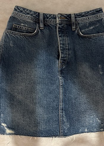 Lacivert Denim Mini Etek