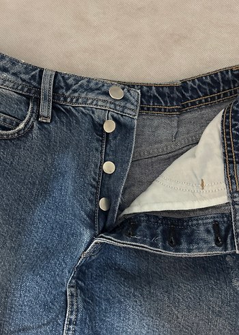 m Beden Lacivert Denim Mini Etek