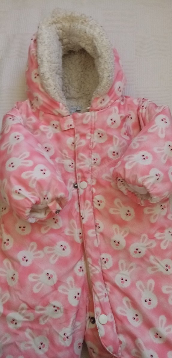 Düğmeli Pembe Tavşan Desenli Bebek Tulumu - Görsel 2