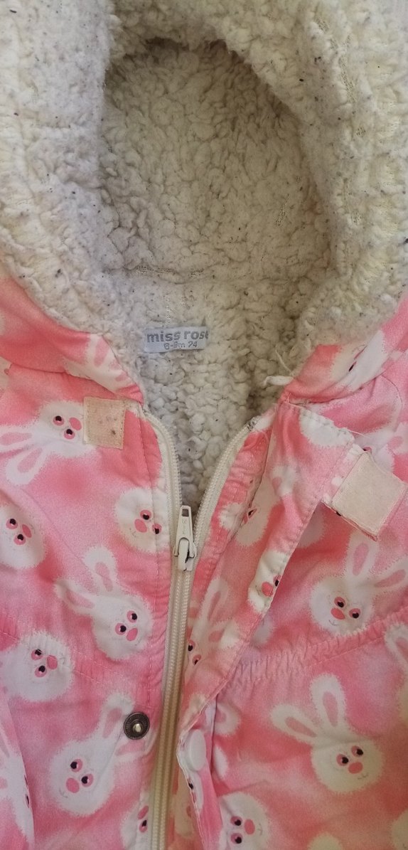 Düğmeli Pembe Tavşan Desenli Bebek Tulumu - Görsel 3