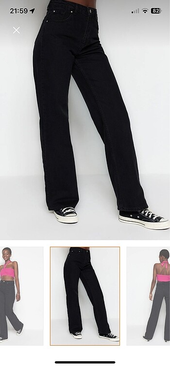 Trendyol & Milla Trendyolmilla siyah yüksek bel wide leg jeans