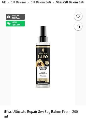 Gliss Ultimate Repair Sıvı Saç Bakım Kremi 200 ml