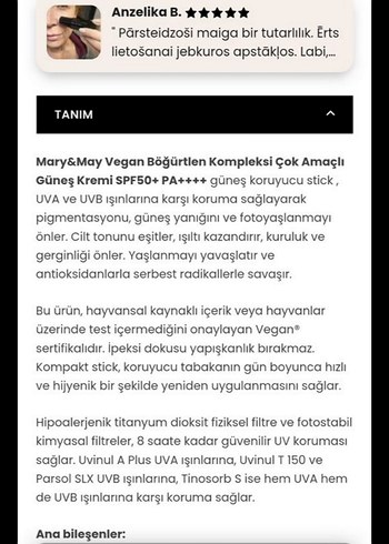 MARY&MAY Vegan Böğürtlen Güneş Kremi SPF50+ - Görsel 2