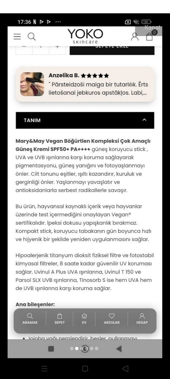 MARY&MAY Vegan Böğürtlen Güneş Kremi SPF50+ - Görsel 2