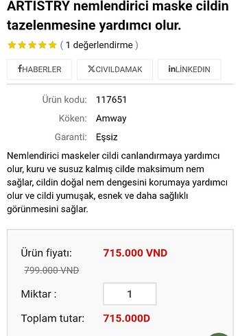 ARTISTRY HYDRA.V Nemlendirici Maske - Görsel 2