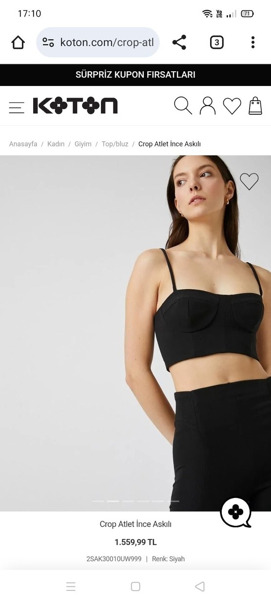 Siyah İnce Askılı Crop Atlet - Görsel 2