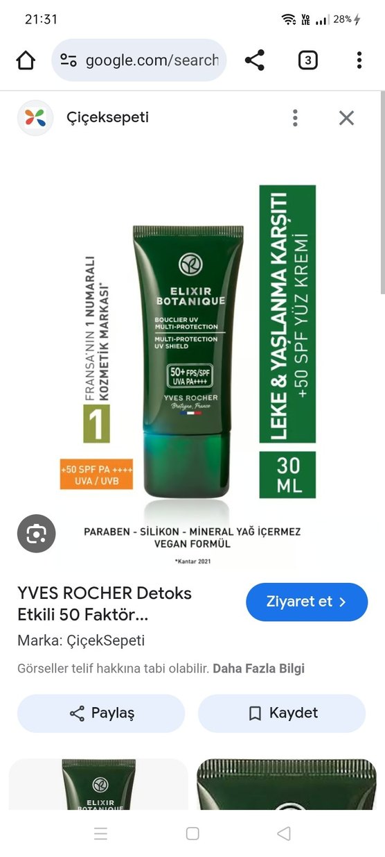 Yves Rocher Elixir Botanique SPF 50 Güneş Kremi - Görsel 2
