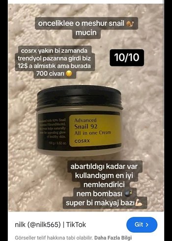 COSRX Advanced Snail 92 Nemlendirici Krem