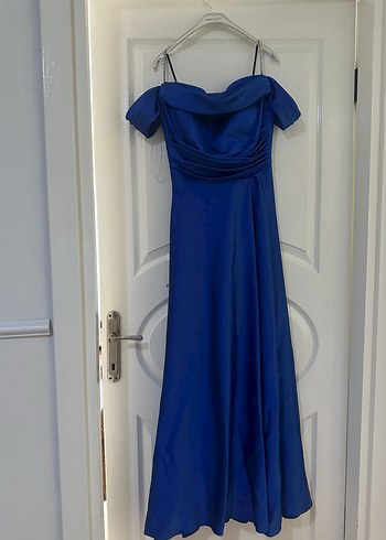 Mavi Drapeli Uzun Abiye Elbise - Görsel 3