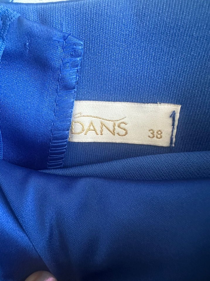 Mavi Drapeli Uzun Abiye Elbise - Görsel 5