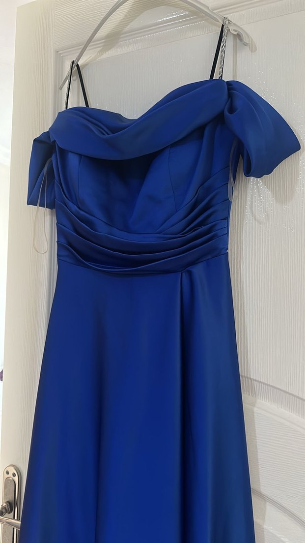 Mavi Drapeli Uzun Abiye Elbise - Görsel 2