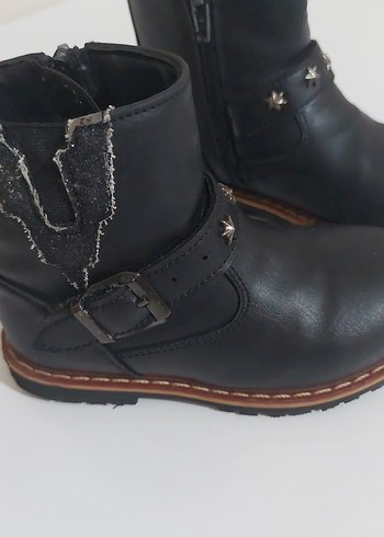 Kız Çocuk Deri Siyah Biker Bot - Görsel 3