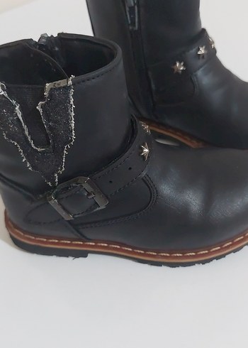 Kız Çocuk Deri Siyah Biker Bot - Görsel 4