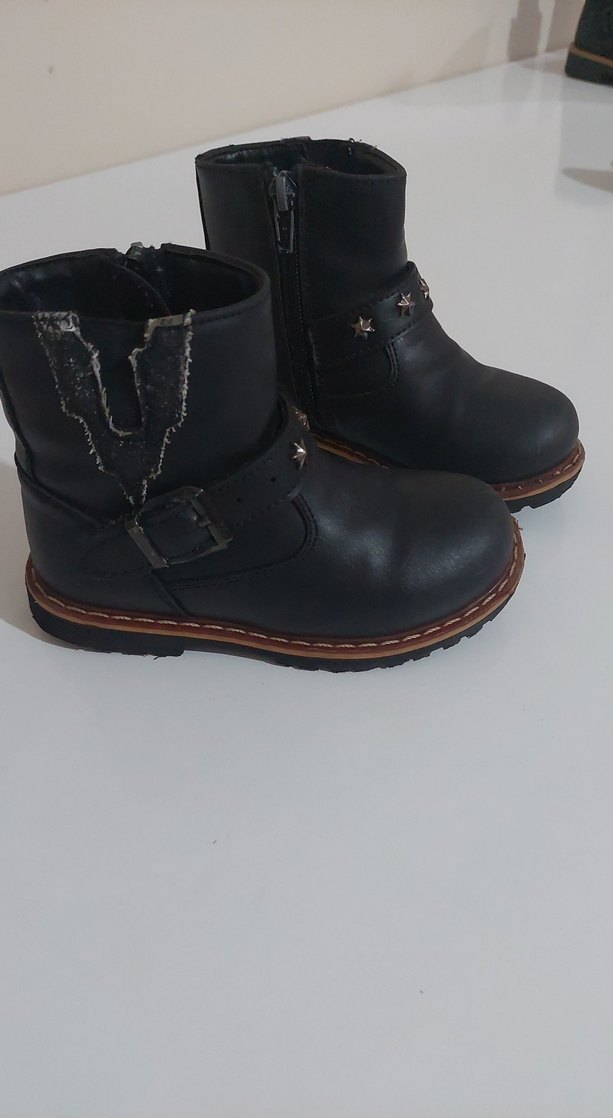 Kız Çocuk Deri Siyah Biker Bot - Görsel 2