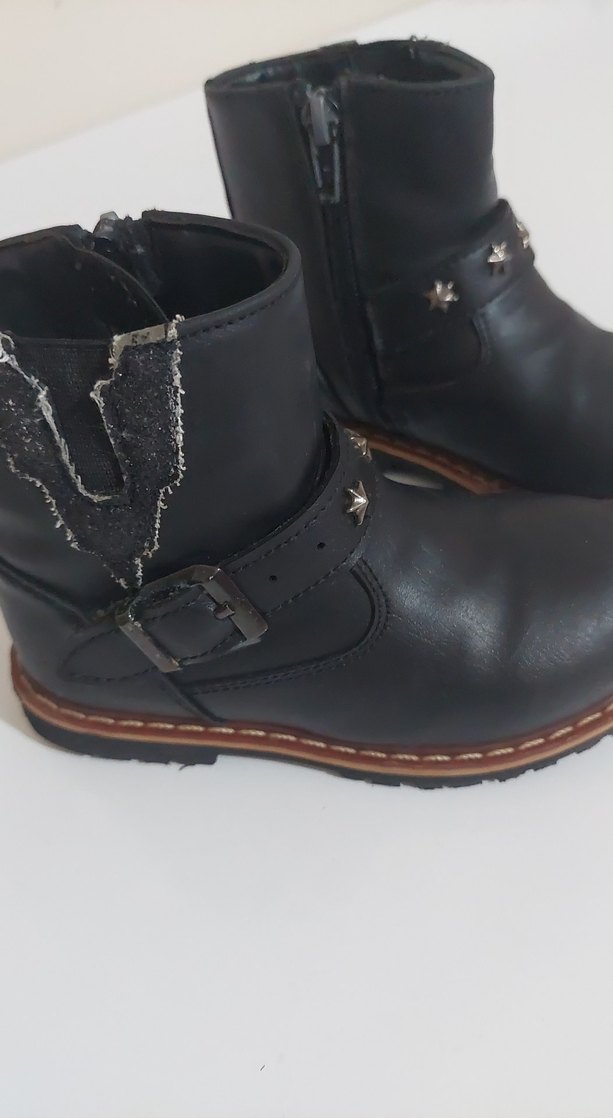 Kız Çocuk Deri Siyah Biker Bot - Görsel 4