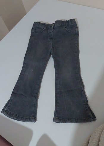 Kız Çocuk Gri Bol Kesim Denim Pantolon
