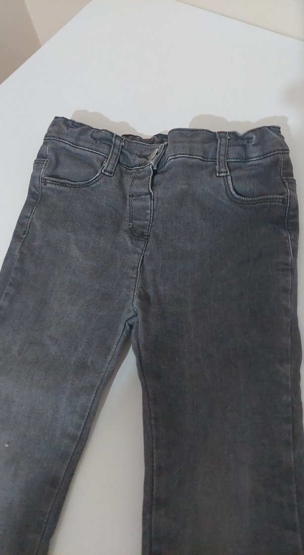 Kız Çocuk Gri Bol Kesim Denim Pantolon - Görsel 4