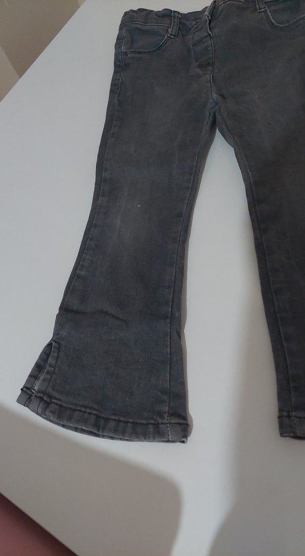 Kız Çocuk Gri Bol Kesim Denim Pantolon - Görsel 3