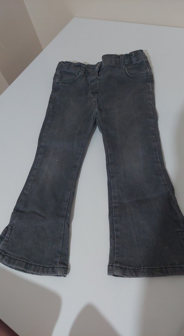 Kız Çocuk Gri Bol Kesim Denim Pantolon - Görsel 2