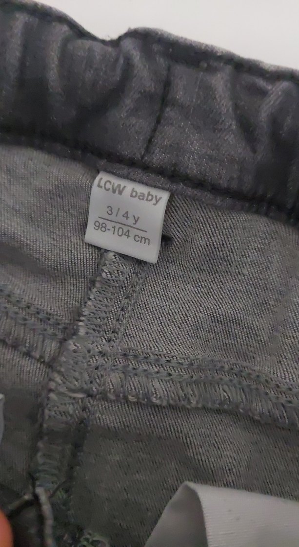 Kız Çocuk Gri Bol Kesim Denim Pantolon - Görsel 5