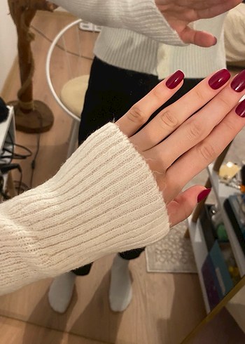 Ekru Crop Kare Yaka Triko - Görsel 4