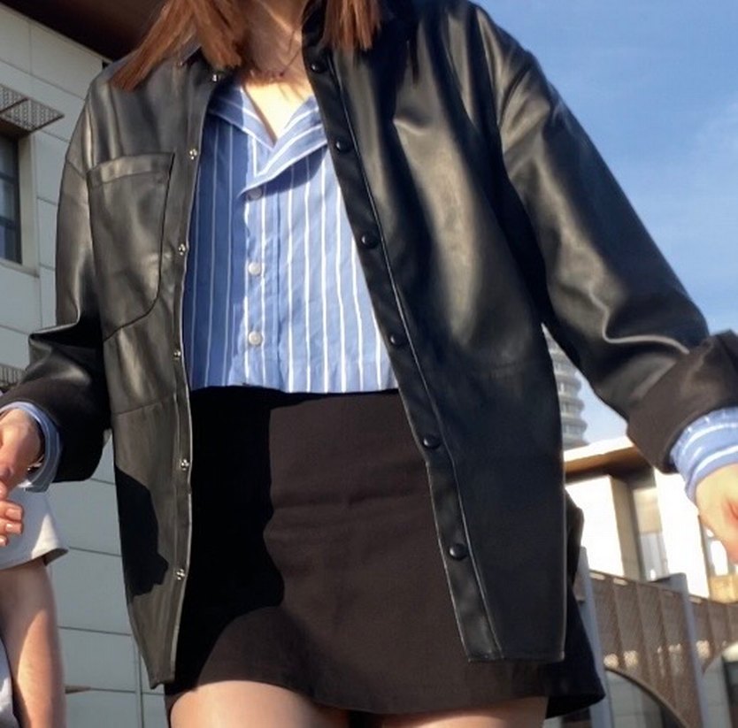 Düğmeli Deri Gömlek Ceket - Görsel 2