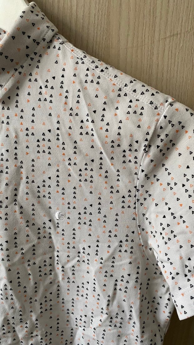 Erkek Beyaz Desenli Kısa Kollu Polo Tişört - Görsel 2