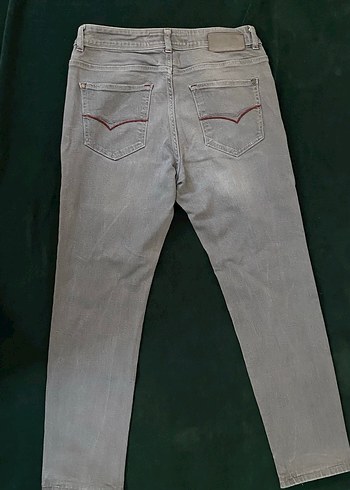 Gri Düğmeli Erkek Kot Pantolon - Görsel 6