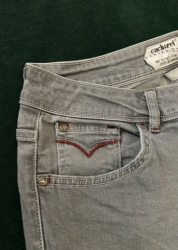 Gri Düğmeli Erkek Kot Pantolon - Görsel 5