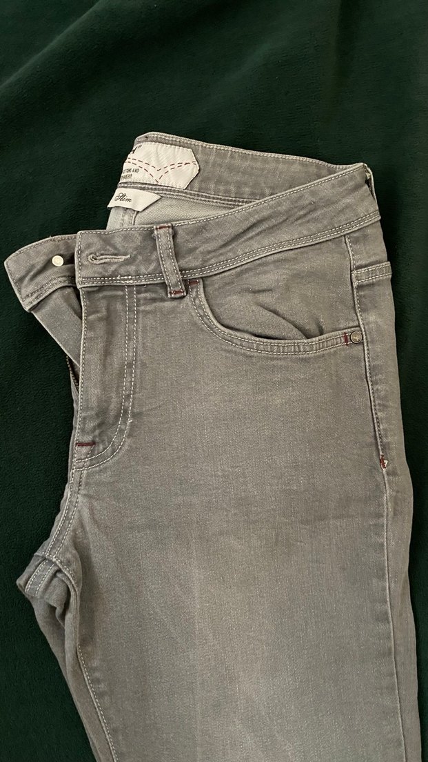 Gri Düğmeli Erkek Kot Pantolon - Görsel 3