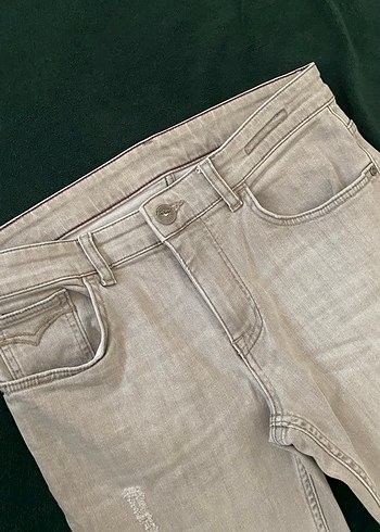 Açık Gri Erkek Slim Fit Denim Pantolon - Görsel 3