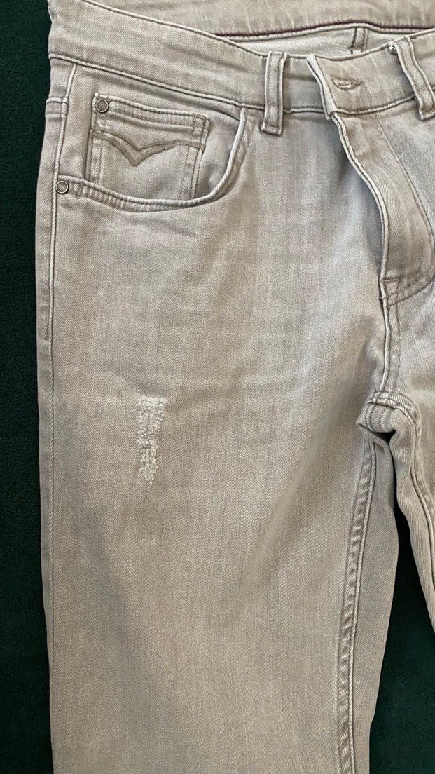 Açık Gri Erkek Slim Fit Denim Pantolon - Görsel 2