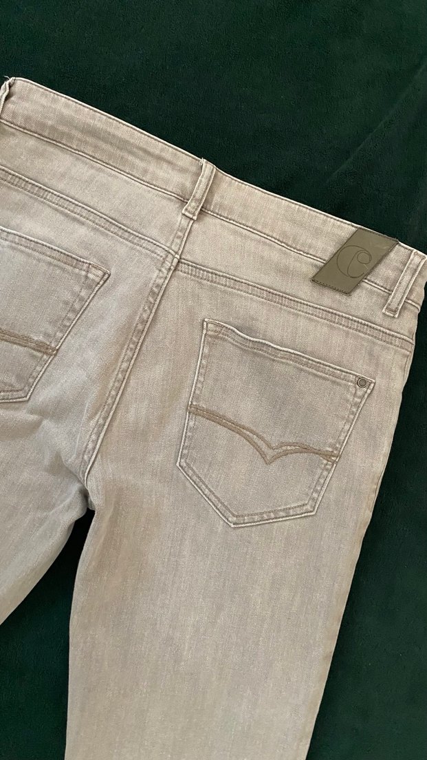 Açık Gri Erkek Slim Fit Denim Pantolon - Görsel 5
