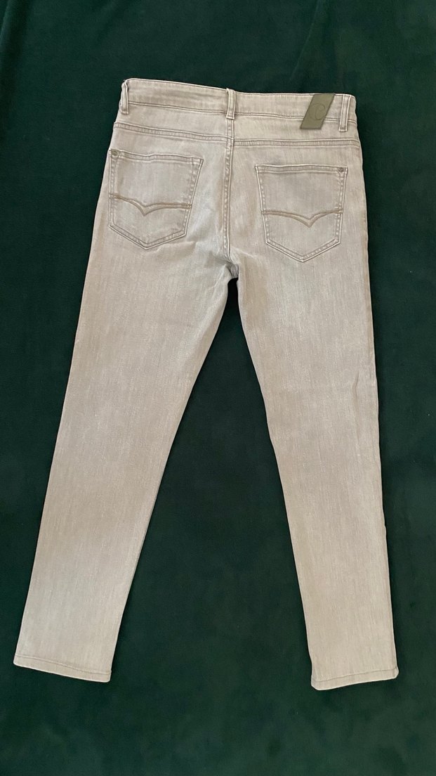 Açık Gri Erkek Slim Fit Denim Pantolon - Görsel 4