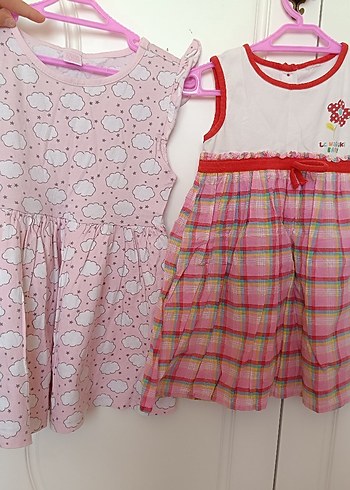 24-36 Ay Beden Kız Çocuk Pembe Kolsuz Elbise