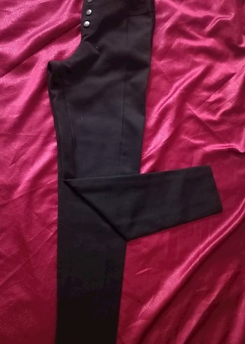 Düğme süslü Siyah Gotik Kadın tayt - Görsel 3