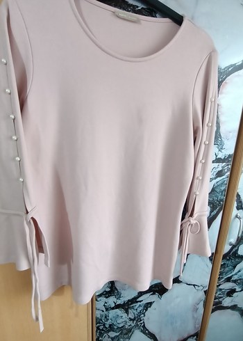 Pembe Düğmeli Hamile Bluzu, Uzun Kollu