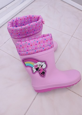 Pembe Minnie Mouse Baskılı Kız Yağmur Çizmesi