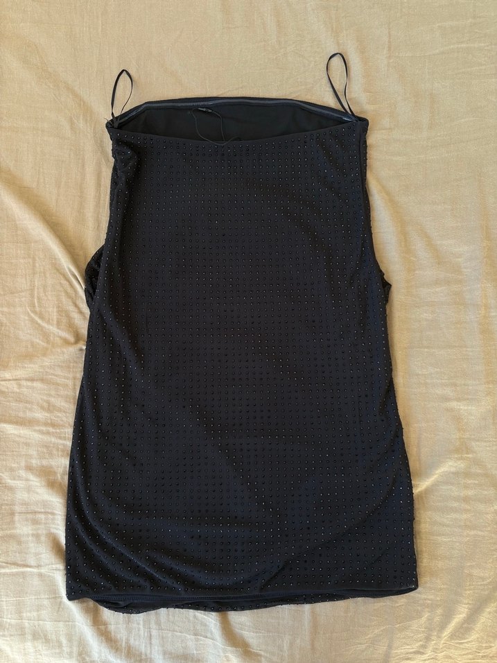 zara parlak straplez elbise - Görsel 5