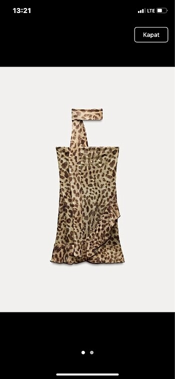zara leopar fırfırlı elbise