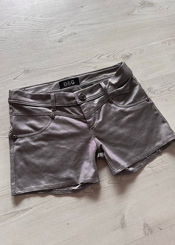D&G Gri Mini Deri Şort