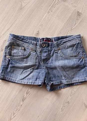 s Beden mavi Renk Düğmeli Mini Mavi Denim Y2K Mini Şort