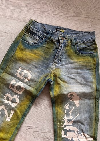 s Beden Y2K Camp Desenli Tie Dye İspanyol Pantolon